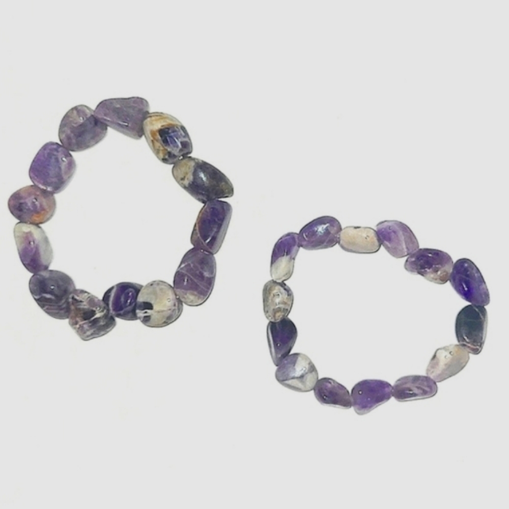 2 Amethyst Nugget Bead Bracelets on stretch cord